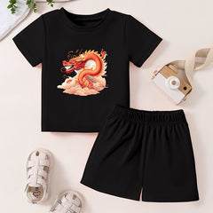 Cartoon Dragon Toddler Kid T-shirt & Shorts Set