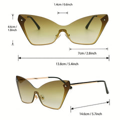 Y2K One Piece Sunglasses Gradient Metal Glasses UV400