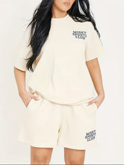 Letter Print Tee & Shorts Set