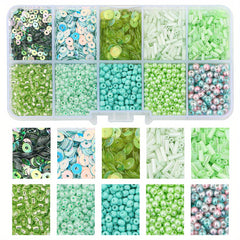 10 Grids Seed Bead Glitter Faux Pearl DIY Jewelry Material Pack