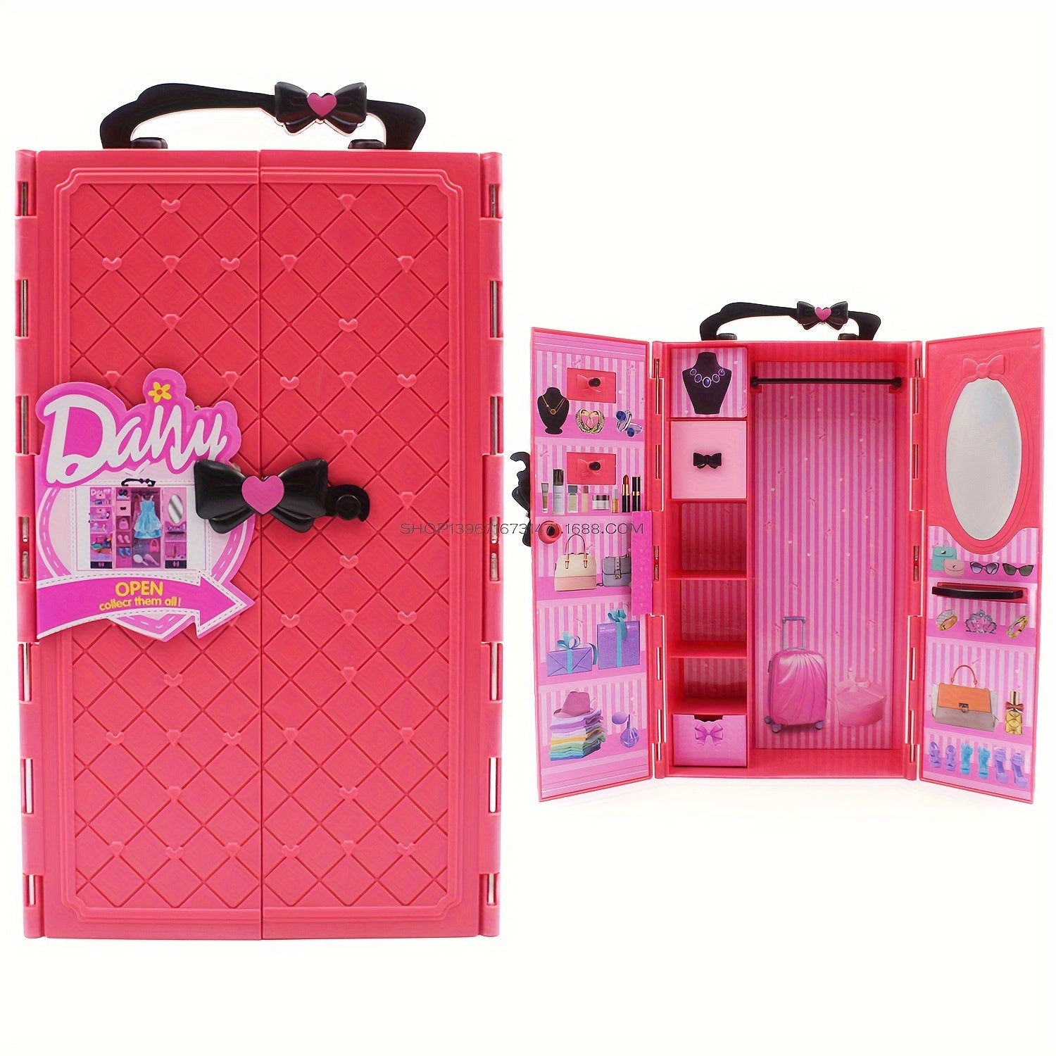 Dollhouse Doll Furniture Plastic Wardrobe Closet DIY Gift For Children P