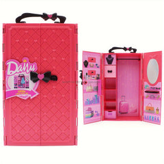 Dollhouse Doll Furniture Plastic Wardrobe Closet DIY Gift For Children P