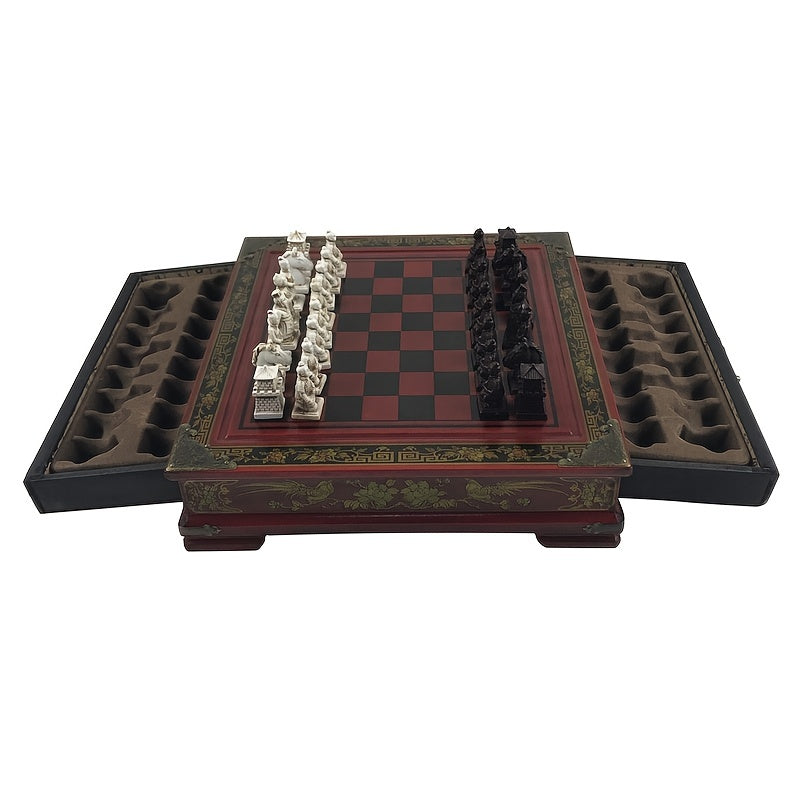 Antique Terracotta Army Chess Set Wooden Table Chess 26IN