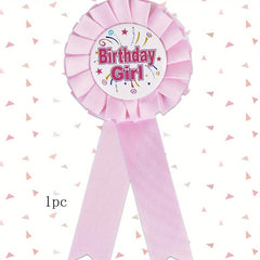 Flower Shaped Letter Graphic Birthday Party Badge