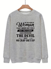 Letter Print Crew Neck Sweatshirt for Women
