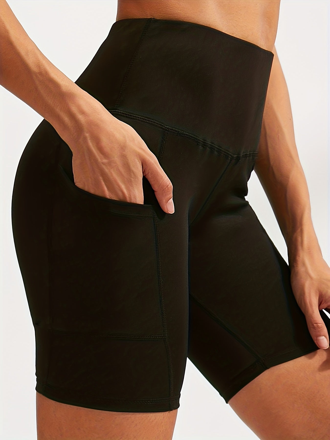 High Waist Yoga Shorts With Pocket Quick Dry Tight Stretch Fitness Shorts