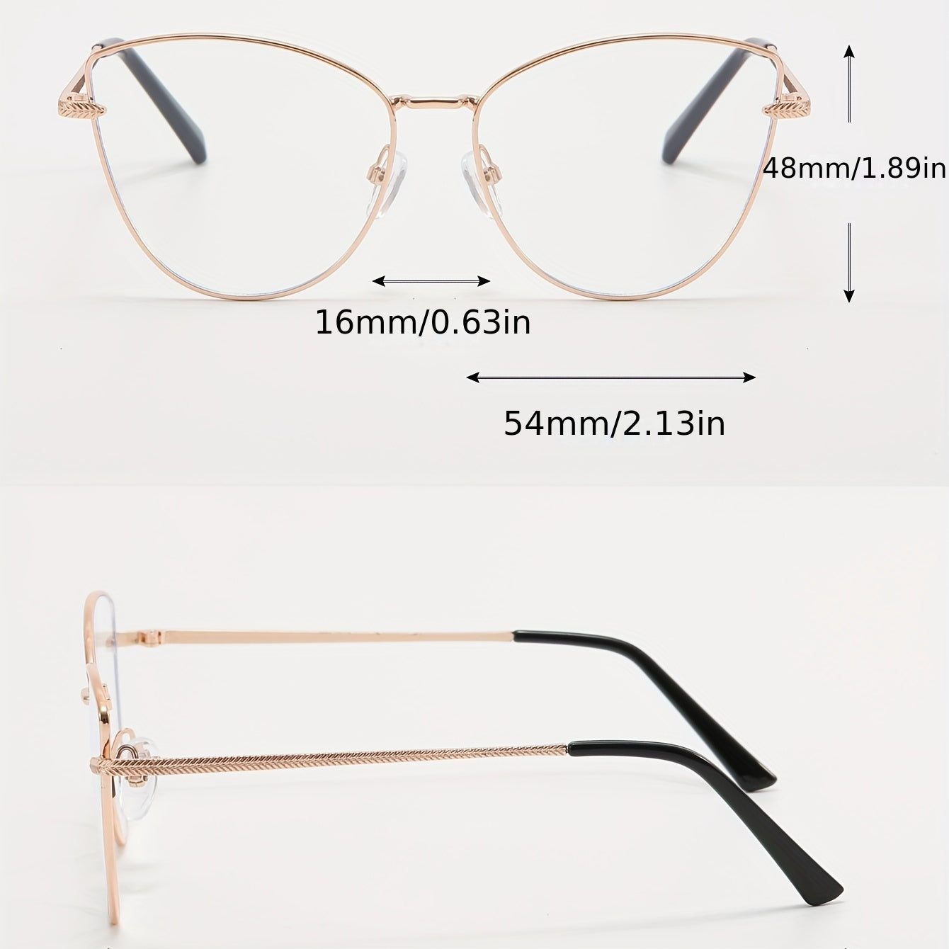 Cat Eye Blue Light Glasses Clear Lens Metal Glasses For Computer
