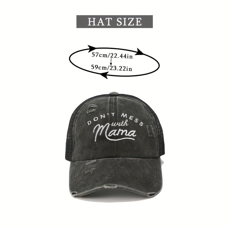 Ponytail Trucker Hat Distressed Baseball Cap Mesh Breathable Dad Hats For Women