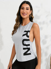 Sleeveless Sports Tank Top Round Neck Fitness Workout Tee Women's Summer Tops