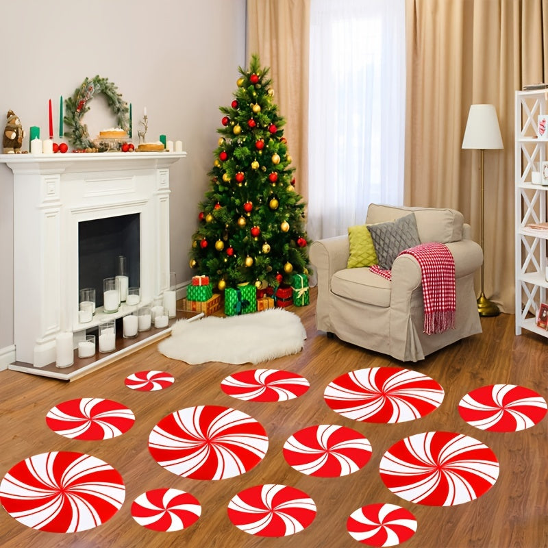 12pcs Red Candy Stickers Christmas Decoration