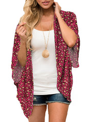 Leopard Print Beachwear Cardigan V Neck Cover Up Shirt