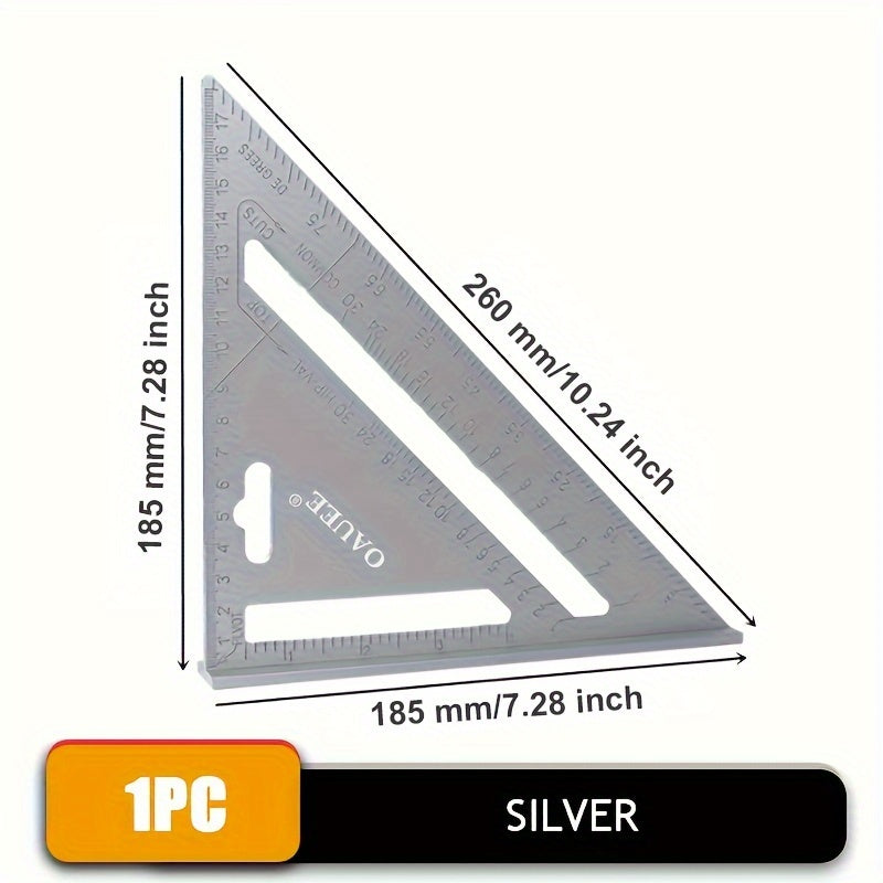 7 Inch Aluminum Triangle Ruler Protractor Metric Square Measuring