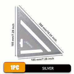 7 Inch Aluminum Triangle Ruler Protractor Metric Square Measuring