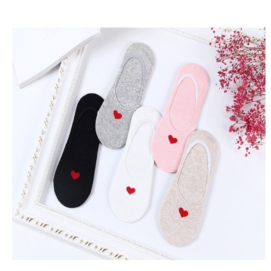 5 Pairs Women's No Show Low Socks Non Slip Flat Boat Line