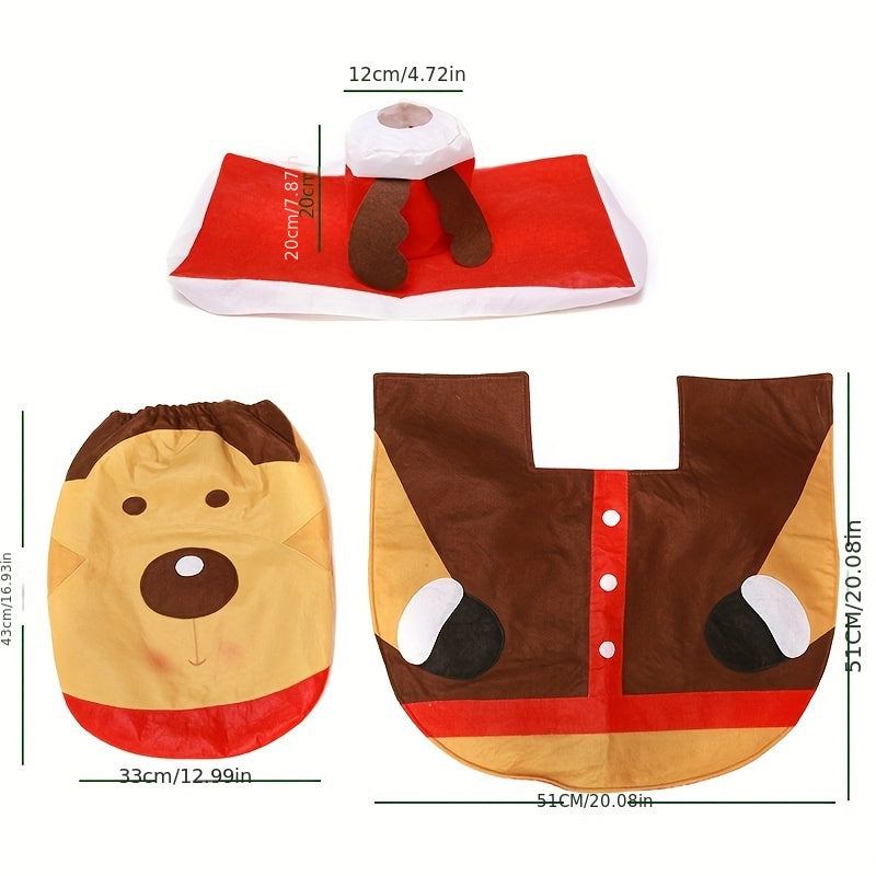 Christmas Toilet Cover Old Man Snowman Toilet Cover Floor Mat
