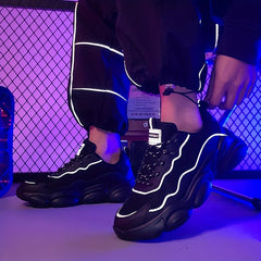 Men's Block Faux Leather Chunky Sneaker Casual Shoes