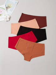 5 Seamless Solid Briefs Comfy & Stretchy Panties Women's Lingerie