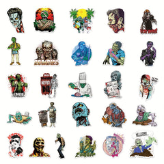 Set of 51 Custom Zombie Graffiti Stickers for Skateboards & More