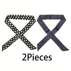 Dotted Print Twilly Scarf Ribbon Neckerchief Set