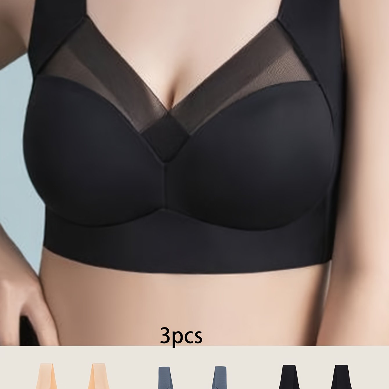 3pcs Wireless Bras Breathable Full Coverage Bra Women's Lingerie