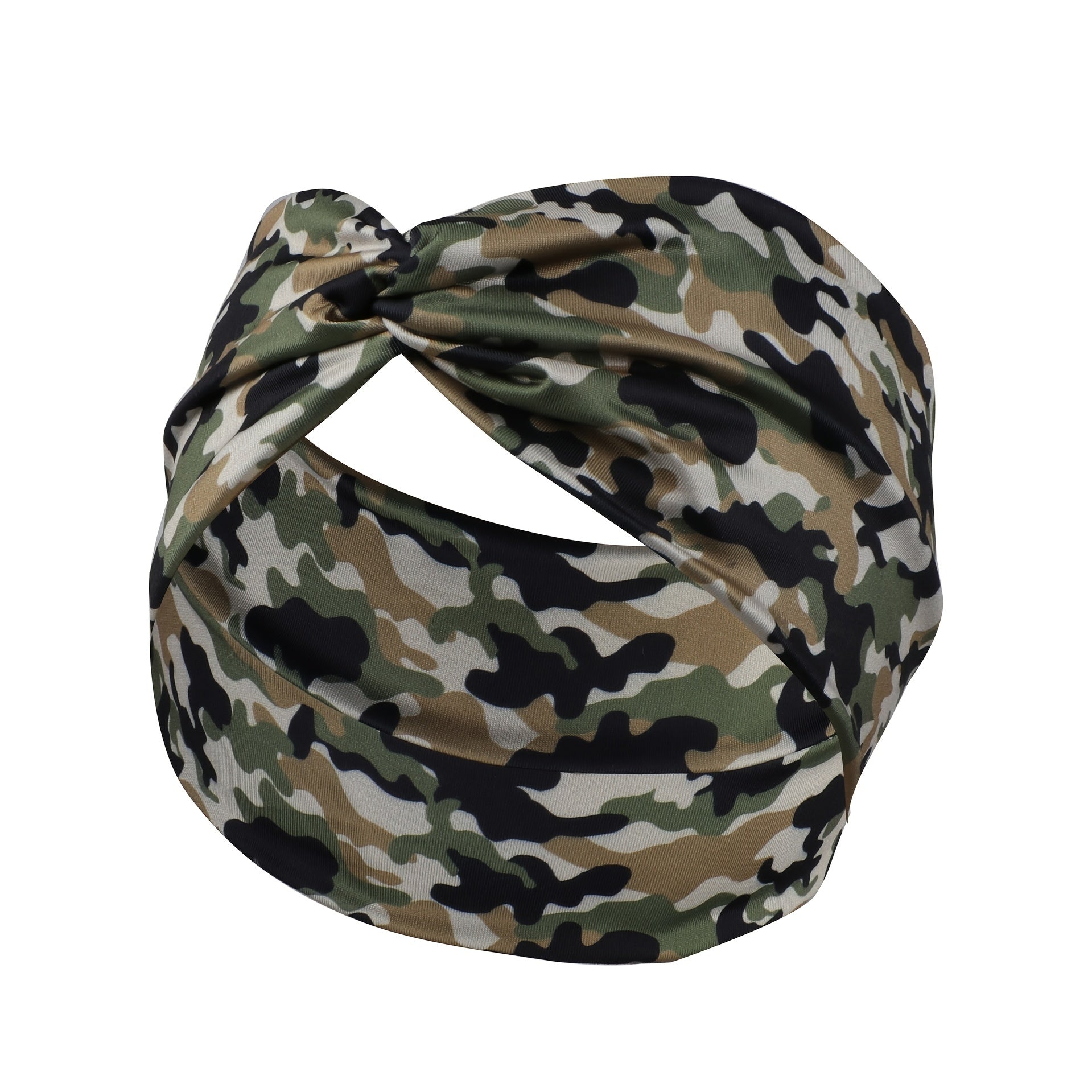 Camouflage Print Wide Headbands Women Knotted Turban Elastic Non Slip Hair Bands