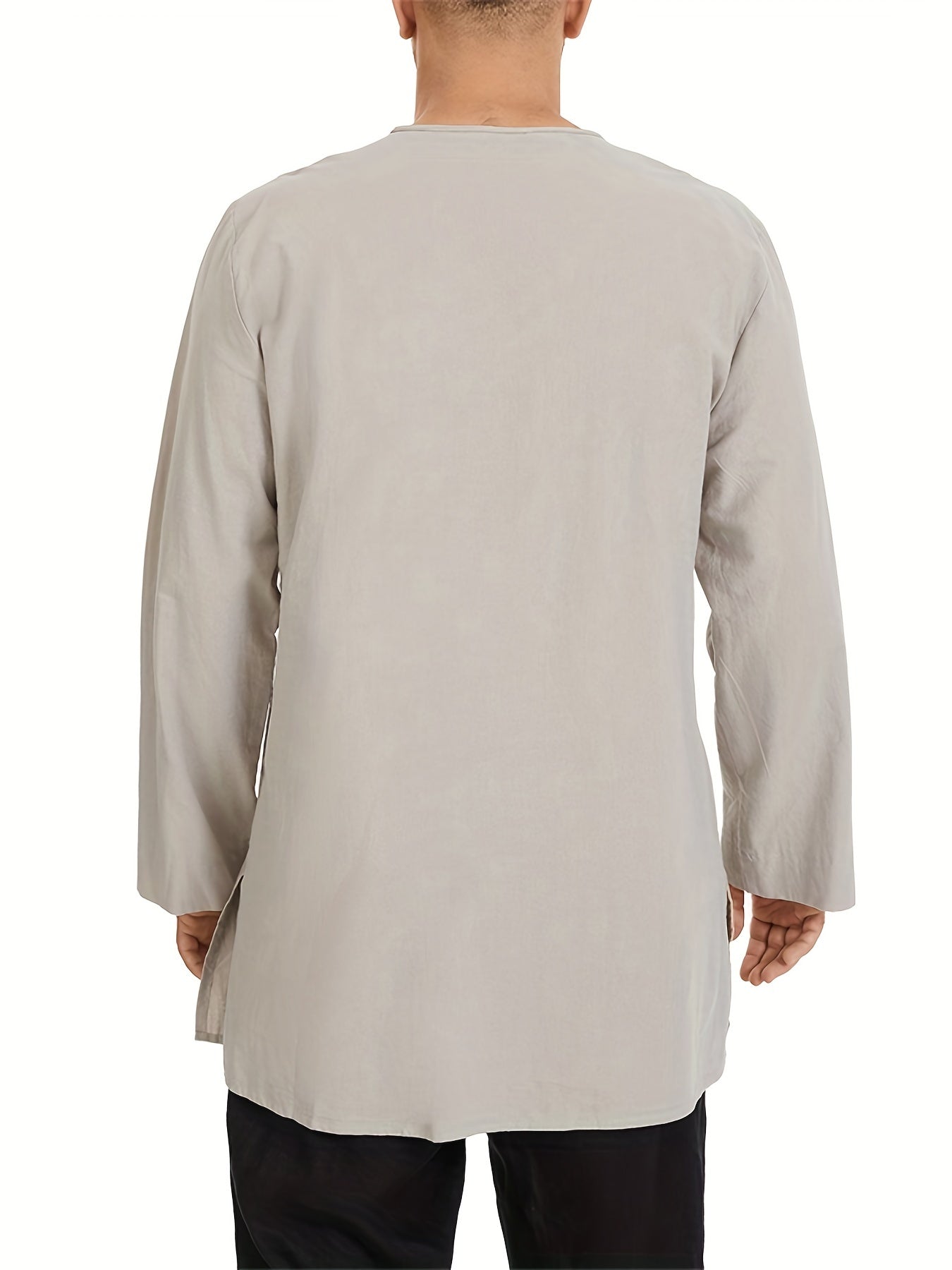 INCERUN Mens V Neck Shirt Formal Dress Long Sleeve Party Tunic Kaftan Top