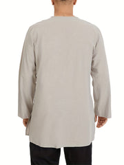 INCERUN Mens V Neck Shirt Formal Dress Long Sleeve Party Tunic Kaftan Top