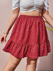 Women's Plus Polka Dot Ruffle Trim Mini Skirt