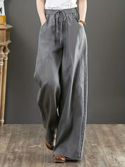 Minimalist Drawstring Wide Leg Pants Women's Clothing