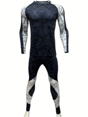 Men's Athletic Tracksuit Skinny Fit Long Sleeve Round Neck Jersey and Leggings