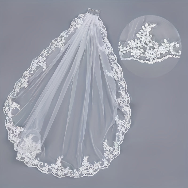 Lace Edge Bridal Veil With Comb Wedding Hair Accessories