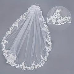 Lace Edge Bridal Veil With Comb Wedding Hair Accessories