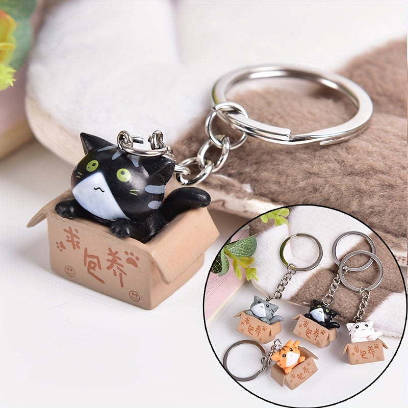 3D Cat Doll Keychain Cartoon Kitten Pendant For Outdoor Travel