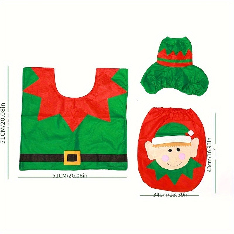 Christmas Toilet Cover Old Man Snowman Toilet Cover Floor Mat