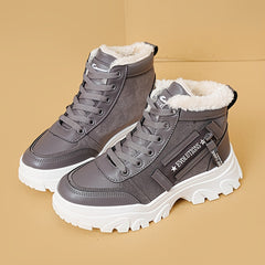 Women's Winter Plush High Top Sneakers Lace Up Thick Platform Boots