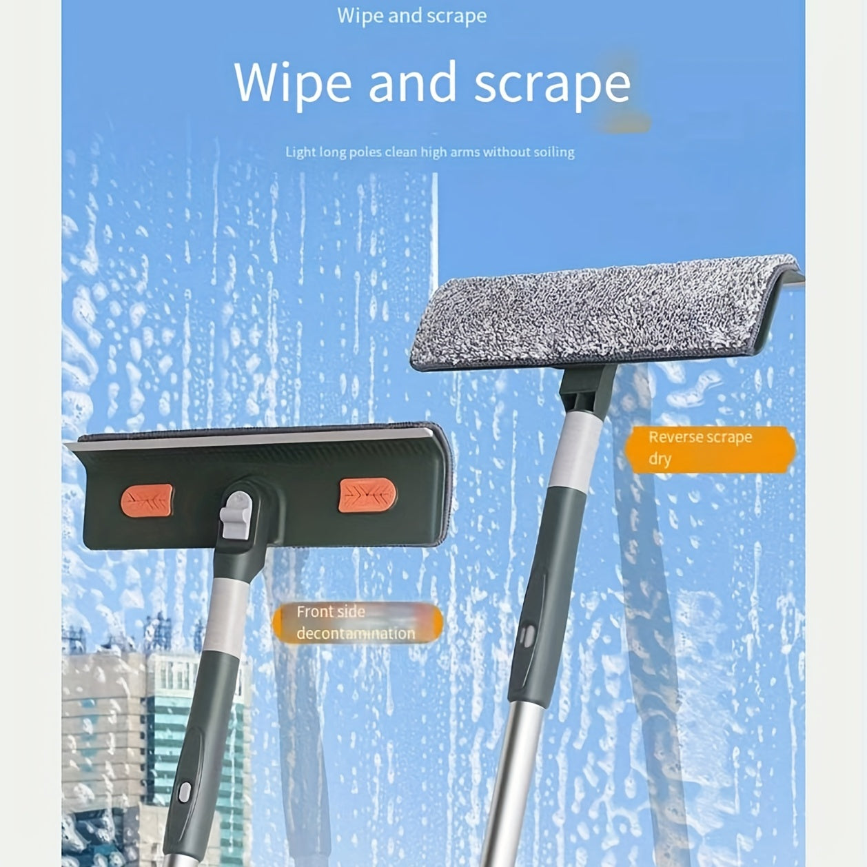 Extendable Window Squeegee 3 Section Stainless Steel Window Washer