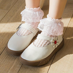 5 Pairs Princess Lace Dance Short Crew Socks For Girls