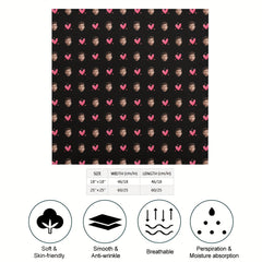 Custom Knitted Scarf with Pink Hearts & Cartoon Faces