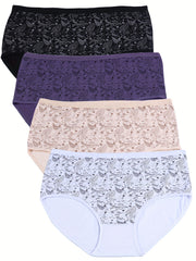 4 Pack Women's Plus Paisley Print Medium Stretch Underwear Set