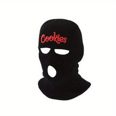 Unisex Thermal 3 Hole Balaclava Hat Cookies Embroidered Full Face Covering