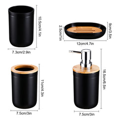 4-Piece 350ml Bamboo Bathroom Toiletries Set