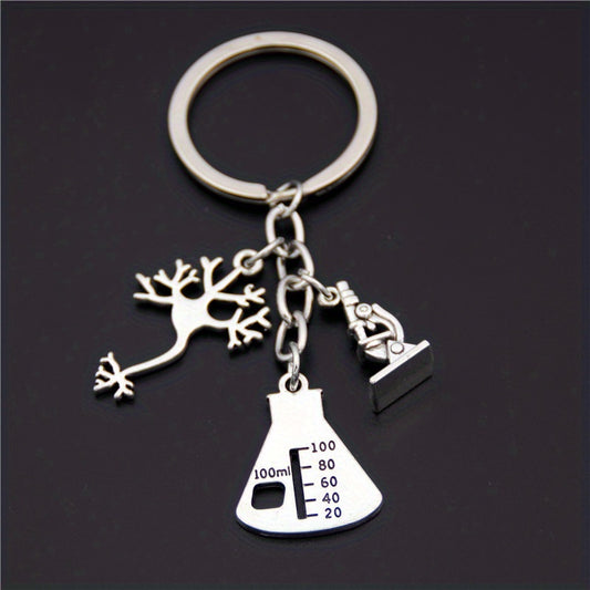 Microscope Keychain Biology Science Chemistry Metal Key Ring Purse Bag