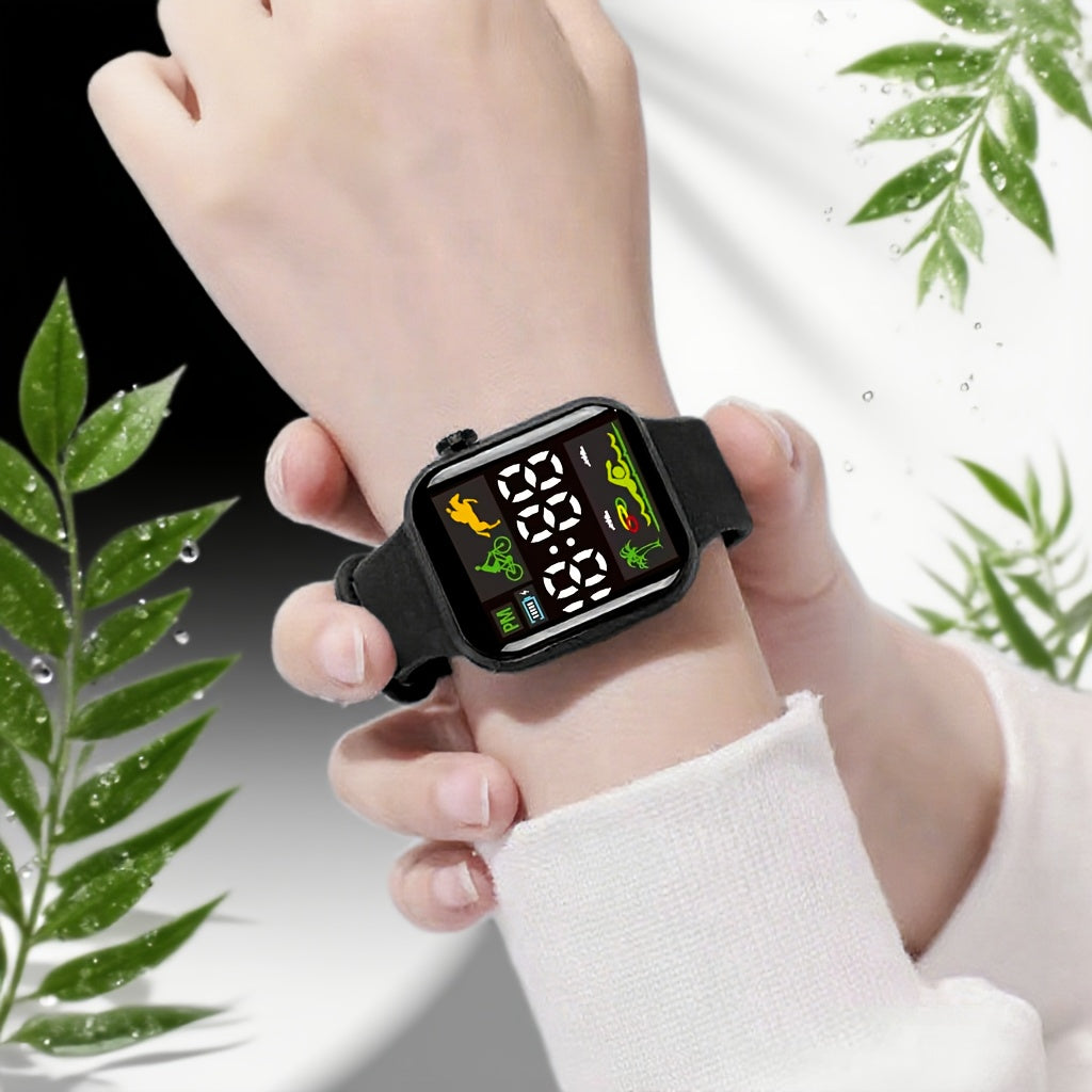 Fashionable Sports PVC Square Electronic Watch Set Gift