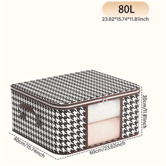 Houndstooth Storage Box Zipper Dustproof Clothes Organizer