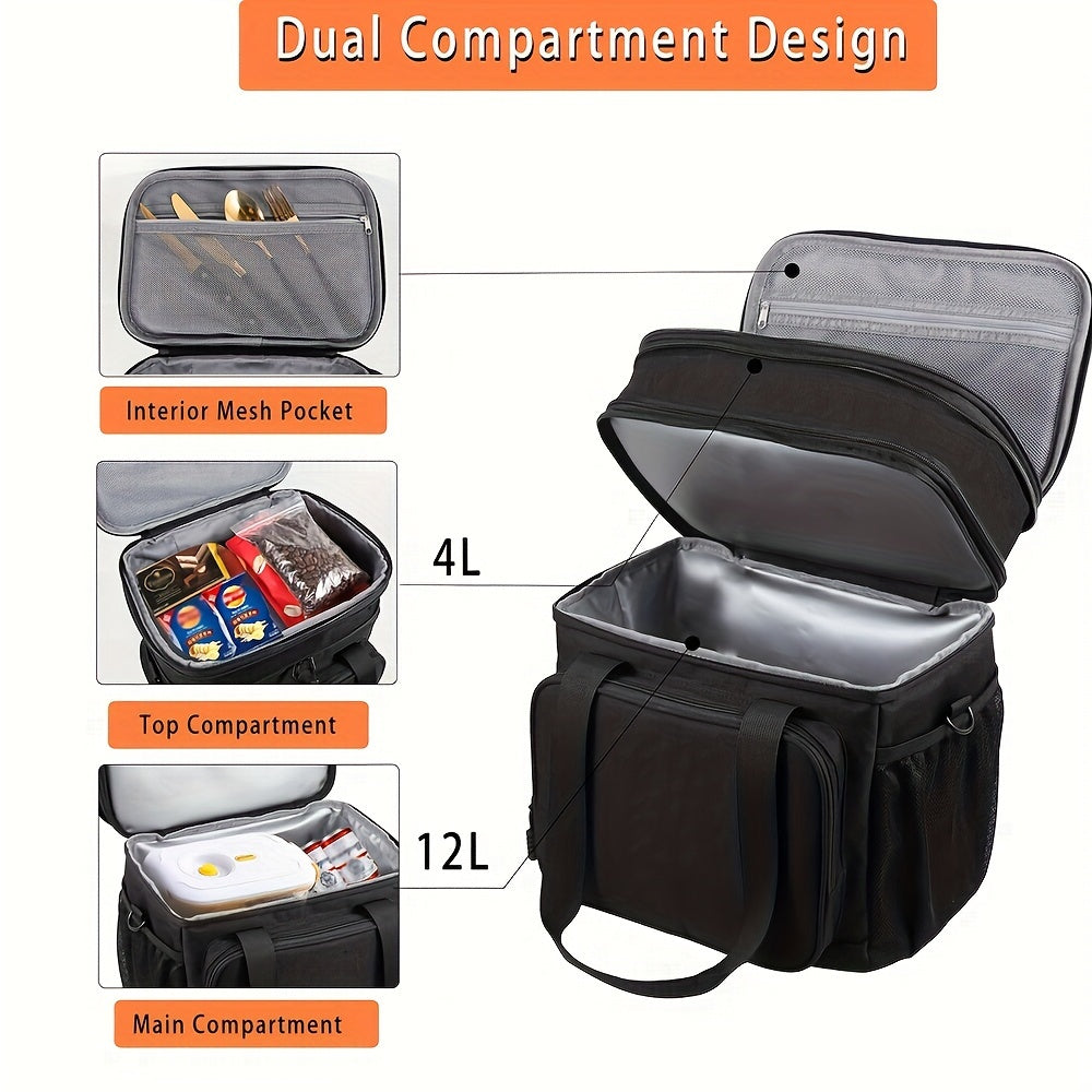 FLXUR Dual Compartment Insulated Lunch Bag Leakproof Cooler Tote