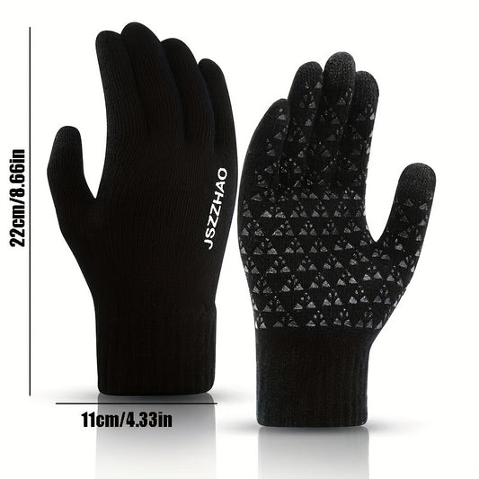 2 Pairs Knitted Gloves Plus Velvet Thickened Touch Screen Winter Outdoor