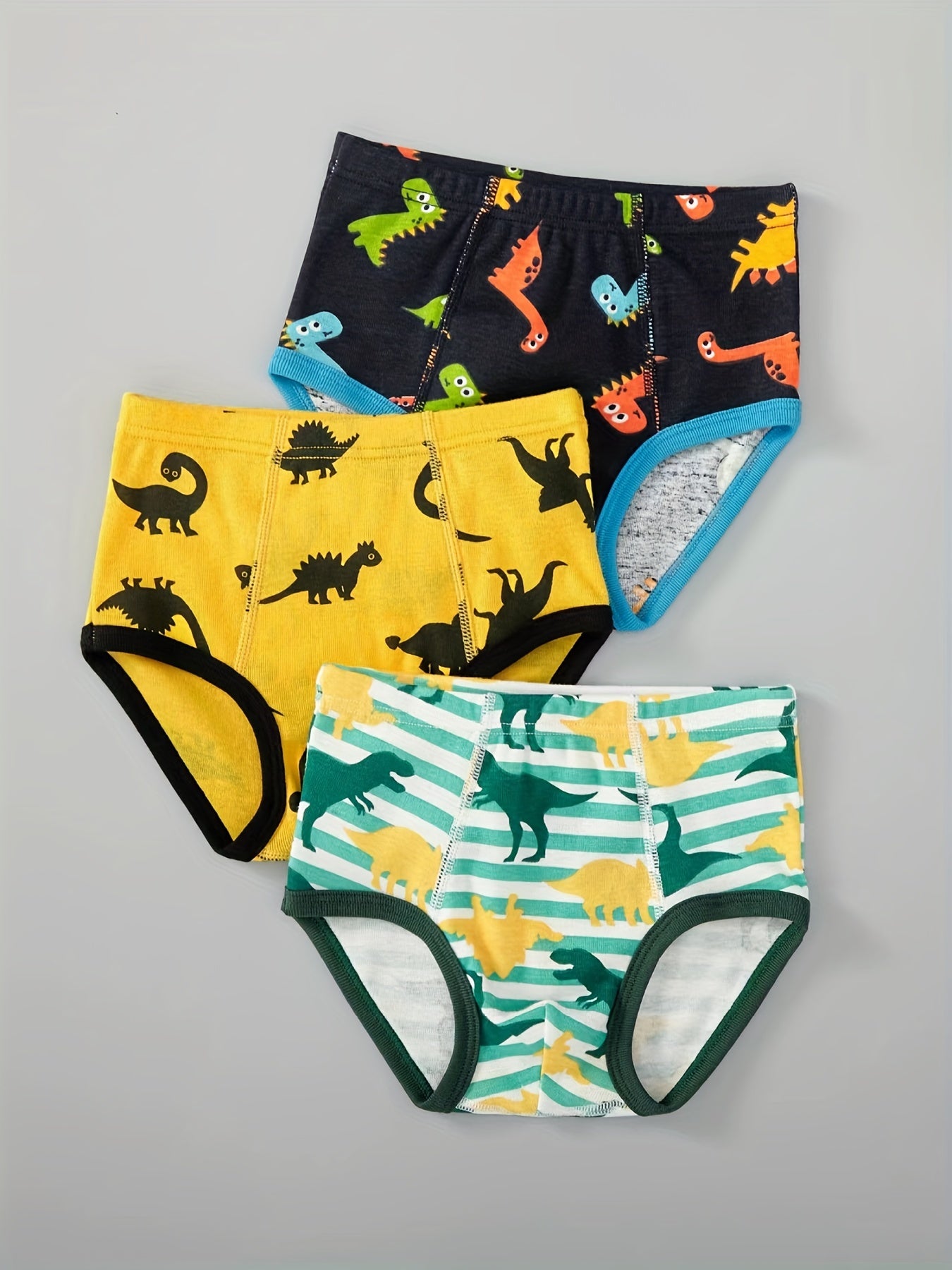 3pcs Boys Dinosaur Print Cotton Briefs Underwear Clothes