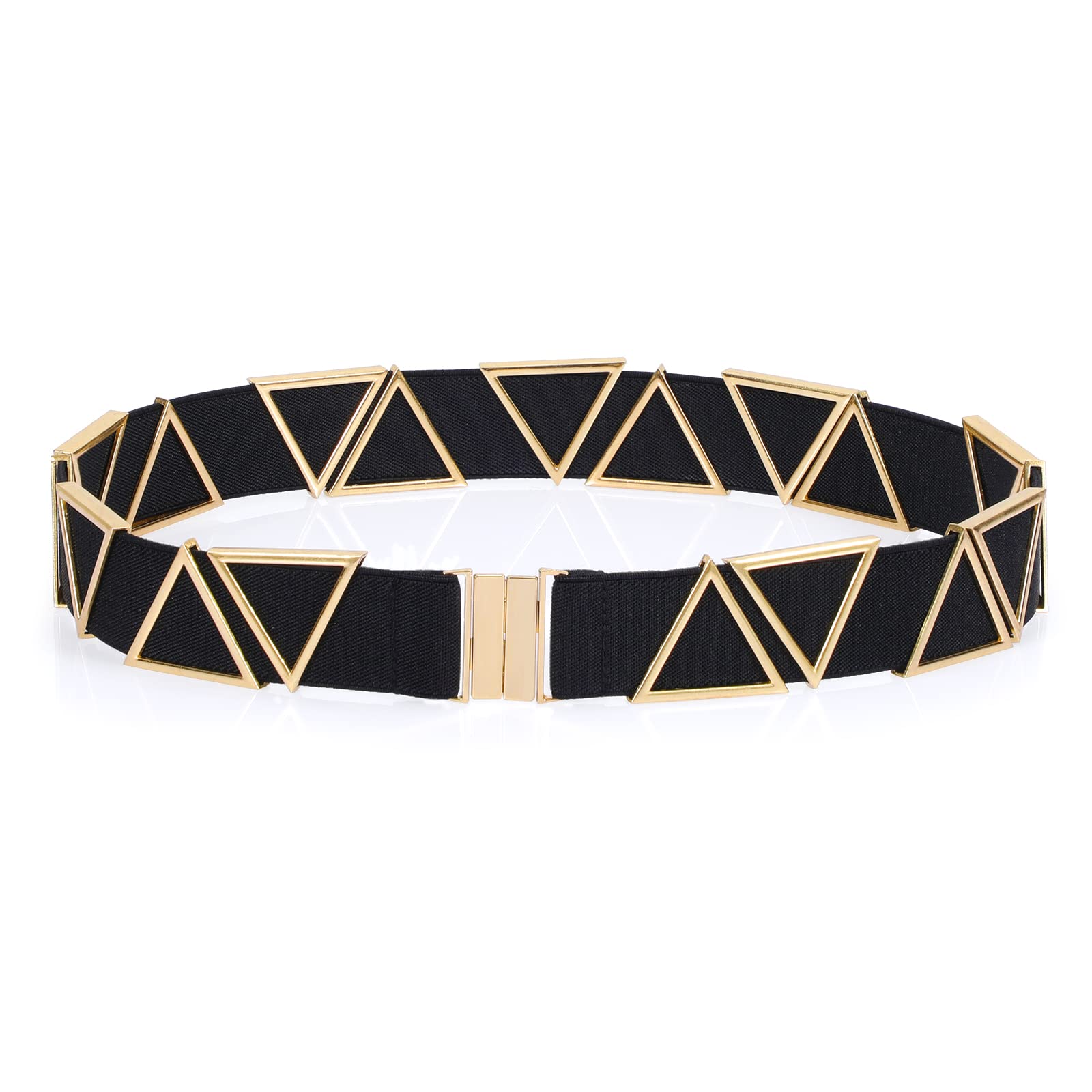 Women's High Waist Elastic Stretch Belt Vintage Metal Buckle Dress Belts