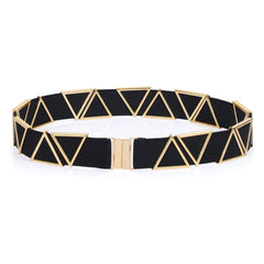 Women's High Waist Elastic Stretch Belt Vintage Metal Buckle Dress Belts