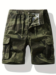 Men's Camo Cargo Shorts Drawstring Elastic Waist for Summer